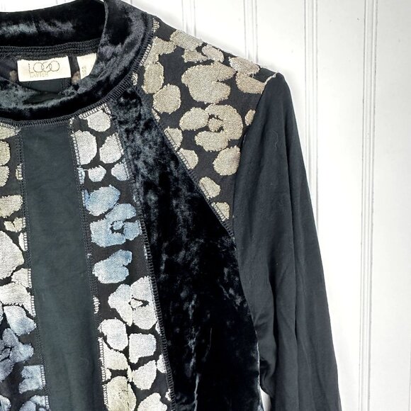 LOGO Lavish Velvet‎ tie-dye tunic top size XS Black - Picture 3 of 6